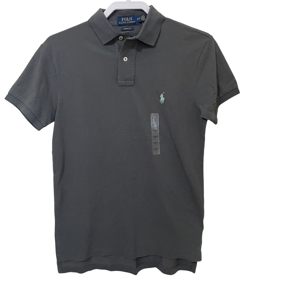 Polo Ralph Lauren Mens Size S Custom Fit Polo Shirt Charcoal Grey Mint Pony